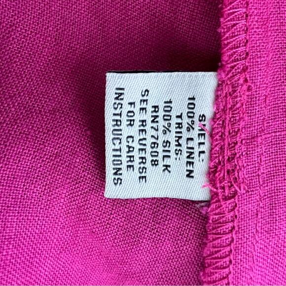 J. Peterman Bright Pink Fuchsia Linen Silk Pleated Dress Size 6 - Picture 12 of 14